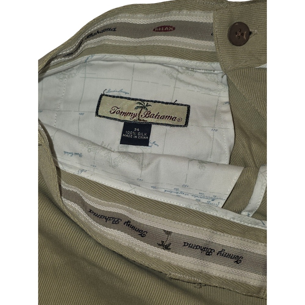 Tommy Bahama 100% Silk Reeder Pants Mens 34 Khaki Resort Casual NWT - Picture 6 of 12